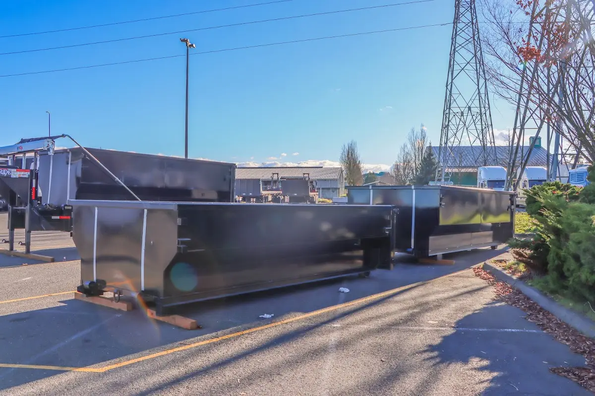 Roll-off dumpster ready for waste disposal at job site for 6 Yard Dumpster Rental in Tulare